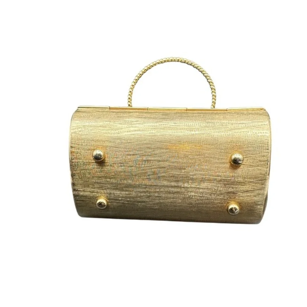 Vintage Gold Metal Hard Shell Minaudiere Evening‎ Bag Rodo Firenze Italy KC